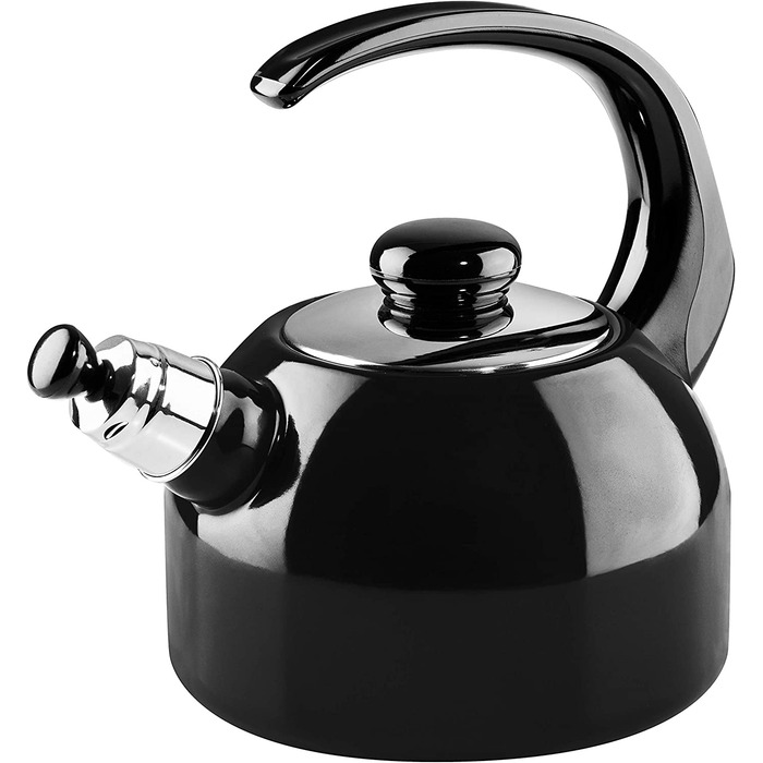 Чайник Plus, класична емаль чорного кольору, 2 літри, діаметр 18 см, емаль чорного кольору