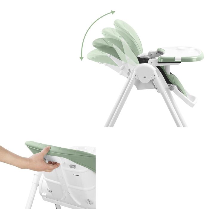 Дитячий стільчик Baby Vivo Kinder Hochstuhl з регулюванням висоти та функцією лежання, колір Cool Mint