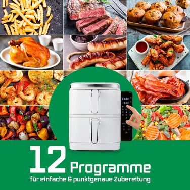 Фритюрниця повітряна GOURMETmaxx з 2 камерами, 10 л (2x 5л), вертикальна, з сенсорним дисплеєм