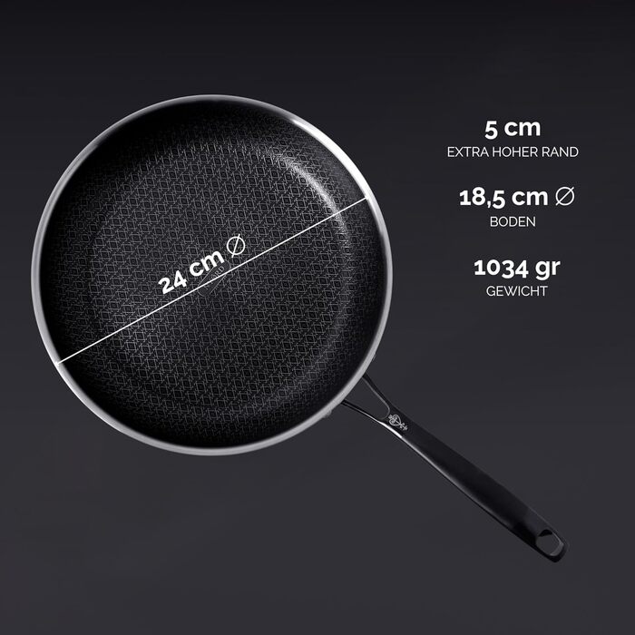 Сковорода NYORD з антипригарним покриттям, з сотовою структурою, для індукції, газу та кераміки, з кришкою, 24 см (мідна)