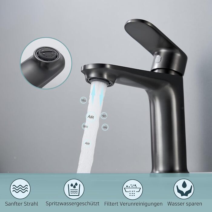 Набір змішувачів для ванної кімнати Belz, латунь, однозахватний, для мийки, сірий, темно-сірий