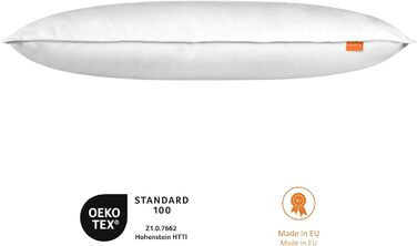 Подушка для сну 194625 пір'я Пухові подушки, подушки з нового білого пуху (30) і пір'я (70), Зроблено в ЄС, Downpass, Oeko-Tex 100, 100 бавовна, від м'якої до середньої жорсткості, 80 x 80 см, білий середній 80 x 80 см