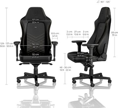 Noblechairs HERO: ігровий крісло, офісне крісло, крісло для роботи - PU-шкіра, чорний/золотий