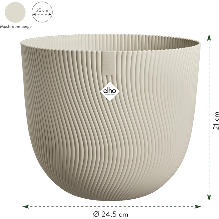 Горщик для квітів Elho Sereh Rund 40 - 100% перероблений пластик, бежевий (діаметр 39 см, висота 33.3 см)