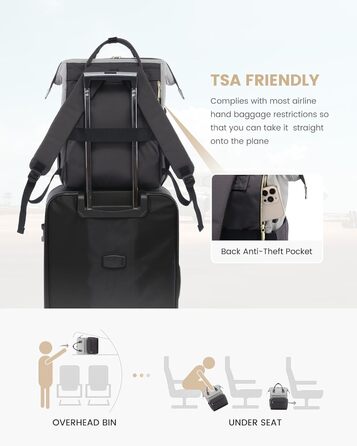 LOVEVOOK Рюкзак для жінок великий, шкільний рюкзак вологостійкий з відділенням для ноутбука, сумка для роботи, рюкзак для подорожей, ручна поклажа для літака, для університету, подорожей, бізнесу, світло-сірий