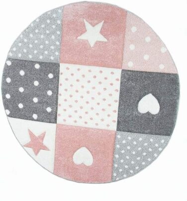 Дитячий ігровий килимок Дитячий килимок для дівчинки із зіркою у вигляді серця (80 x 150 см, рожево-кремово-сірий)