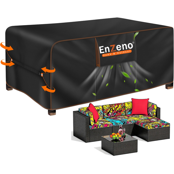 Водонепроникний чохол для садово-патіо меблів Enzeno, 250x210x90 см. Захист від дощу та бруду для столів, лаунж-меблів, диванів, ротангових комплектів