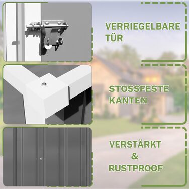 Сарай для інструментів Devoko Metall Gerätehaus 96x98x160 см, сталевий, з похилим дахом, сірий. З рукавичками, замикається.