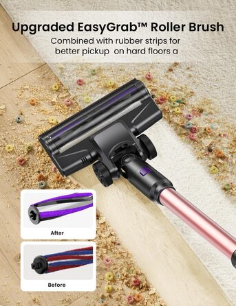 Бездротовий пилосос Vexilar Akku: 60 хв роботи, 45 kPa, 550 W, безщітковий мотор, LED дисплей, 6-в-1, тихий, для дому/авто, підходить для твердих поверхонь, килимів, шерсті тварин, зелений (рожевий)