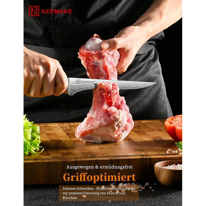 KEEMAKE Набір кухонних ножів: професійний ніж шеф-кухаря з захистом леза, універсальний ніж для м'яса, овочів та риби (15 см)