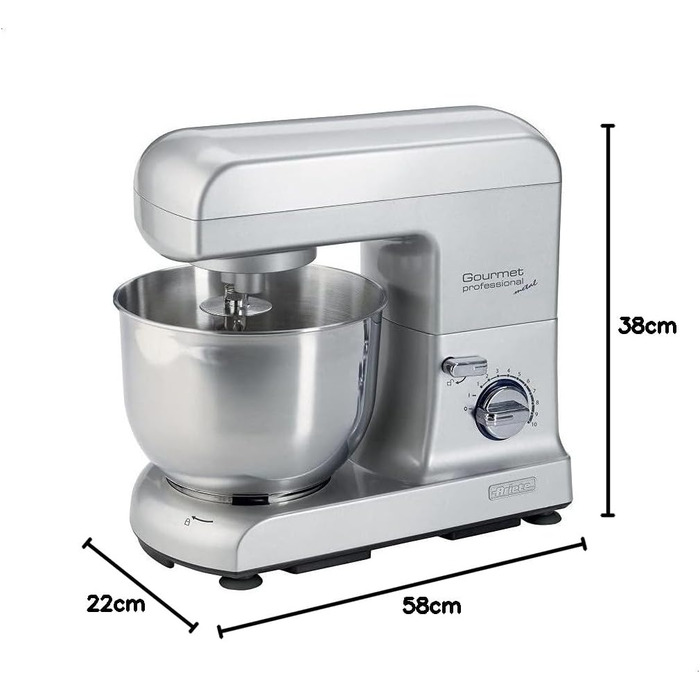 Ariete 1596 Pastamatic Gourmet 1950 - планетарний міксер з набором насадок для тіста, збивання та замішування - 10 швидкостей, бежевий