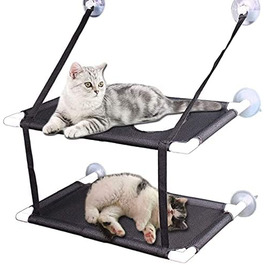 Підвіконня для кішок гамак для кішок для ліжка біля вікна до 40 фунтів можна встановити на невеликі вікна М'які килимки міцний металевий каркас Kitty Sunny Seat (двошаровий)