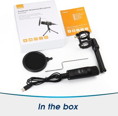 Daffodil MCP200 USB Конденсаторний мікрофон: для стрімінгу, подкастів, запису голосу. Комплект з поп-фільтром, антишоком та підставкою. Сумісний з PC, Mac.