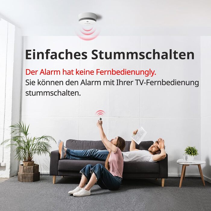 Датчики диму Rauchmelder з магнітним кріпленням, 10 років роботи від батареї, з функцією вимкнення/тестування, сертифіковано TÜV EN 14604 (5 шт.)