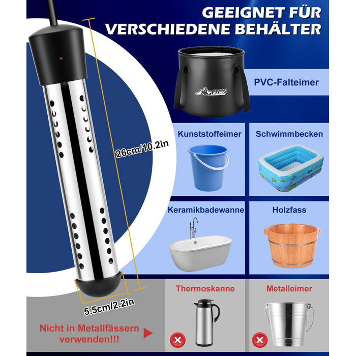 Портативна кемпінгова душова система WADEO з акумулятором, насосом та нагрівачем, 20л бак, для відпочинку, подорожей, автомиття та надзвичайних ситуацій