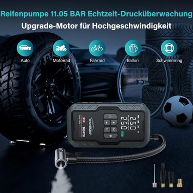 Powerbank Starthilfe 7000A для автомобіля: 27000 mAh, 160 PSI, компресор, LED-ліхтарик, для 12V бензинових та дизельних двигунів (до 8.0L)