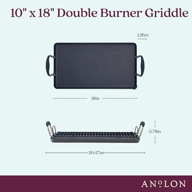 Сковорода Anolon Advanced Home з антипригарним покриттям Harteloxierte, подвійне дно, 25,4 x 45,7 см, гранітна решітка Onyx (25,4 x 45,7 см)