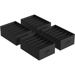 Гардеробний органайзер набір з 4-х, ящик для зберігання 6 відділень, складаний, 42x30x17см, класичний чорний