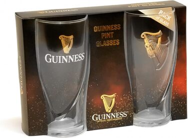 Пивні келихи Guinness Glas набір з 2 шт 568 мл з логотипом та арфою - оригінальні склянки для пива