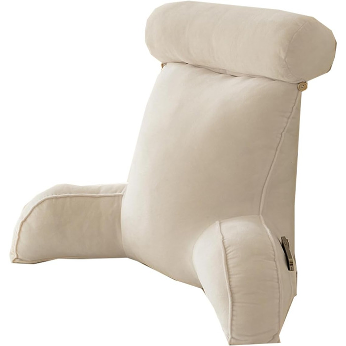 Зручне дихаюче крісло для читання з підтримкою спини, однотонне, знімний підголівник, можна прати, м'яке, 85 x 60 см (Білий)