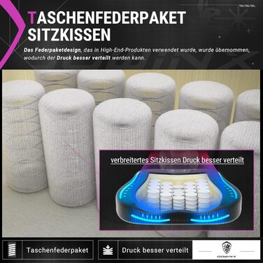 Ігровий крісло Dowinx Racing з підголівником та підтримкою попереку, ергономічний геймерський слінг з PU шкіри, чорно-фіолетовий, 150 кг