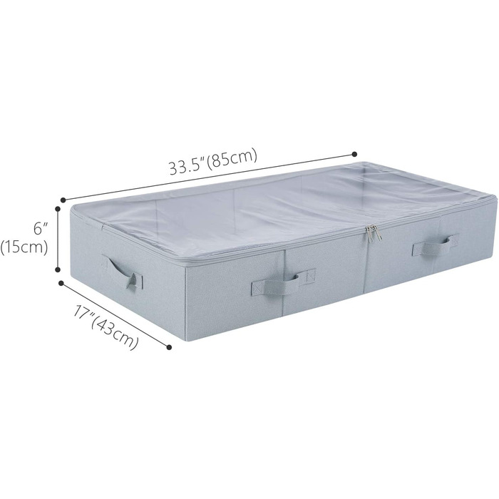 Надвеликий ящик для зберігання під ліжком з кришкою-ящик для зберігання взуття під ліжком для одягу та взуття, складаний дизайн з 6 ручками, (світло-сірий, 85*43*15 см)