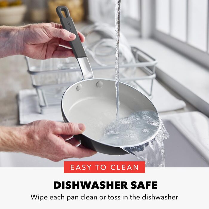 Набір сковорідок GreenPan x Bobby Flay, 20.3 см та 25.4 см, керамічне антипригарне покриття без PFAS та PFOA, індукційне, з силіконовим ручкою, придатні для миття в посудомийній машині та духовці, сірий