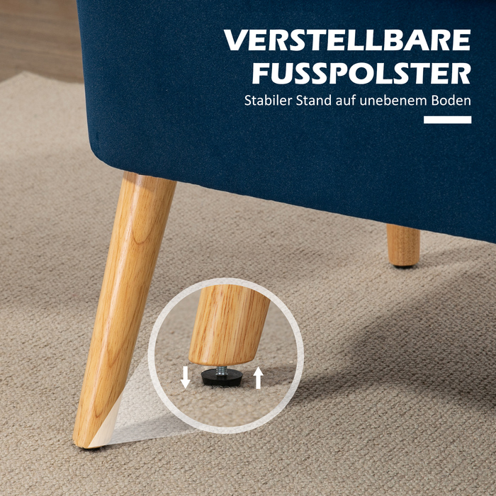 Диван Ретро, 2-місний, на дерев'яних ніжках, 117 x 56,5 x 77 см, блакитний