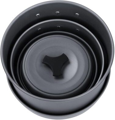 Набір посуду для кемпінгу yourGEAR Ranger V (7 предметів) - для 4-5 осіб. Алюмінієвий, з антипригарним покриттям. У сітчастому мішку.