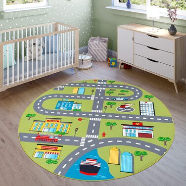 Дитяча кімната Дитячий килим Ігровий килим Вуличний і автомобільний мотив Нековзний зелений сірий, Розмір 80x150 см 80 x 150 см
