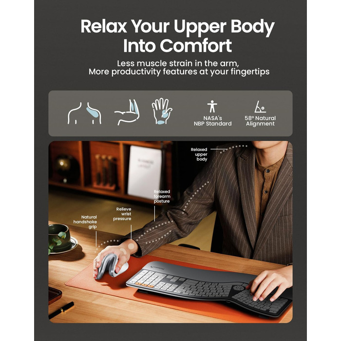 Вертикальна миша ProtoArc EM11 NL: бездротова, з підзарядкою, для 3 пристроїв (Bluetooth+USB), чорно-зелена