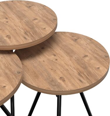Набір приставних столів Ølgod Nesting Table Набір з 3 Стіл для вітальні з круглою стільницею та металевими ніжками Салонний стіл (кольори дерева)