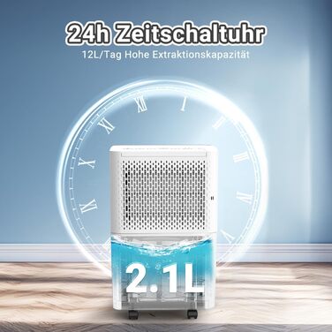 Зволожувач повітря Pasapair 12L - автоматичний осушувач для дому, 3 режими роботи, таймер, цифровий дисплей, для захисту від вологи та плісняви