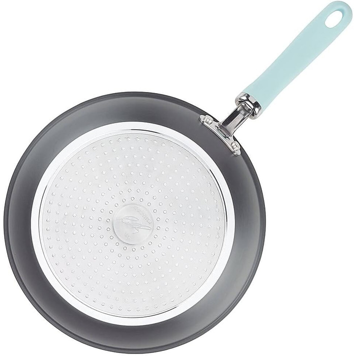 Набір посуду Rachael Ray, 11 предметів, з антипригарним покриттям, з нержавіючої сталі, сірий з блакитними ручками