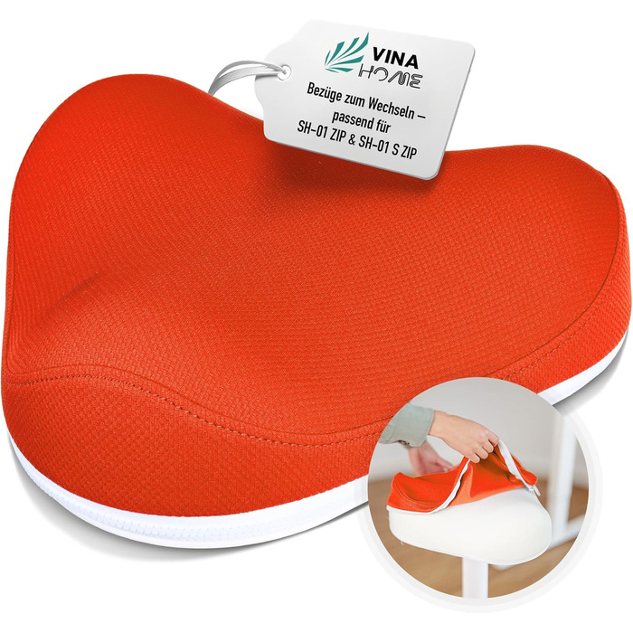 Офісний стілець SH-01 Zip з знімним чохлом | Ергономічний стілець-пуф | З сертифікатом IGR | Для роботи та відпочинку | З ефектом гойдання | Регульована висота 58-83 см (Чохол, Оранжевий)