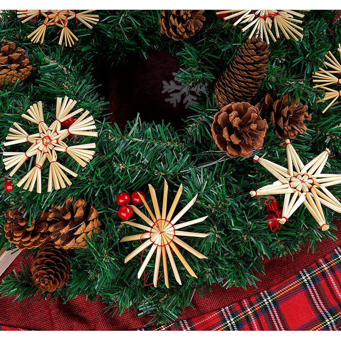 Різдвяні підвіски Homewit Straw Star солом'яні 24 шт 10 см бежеві