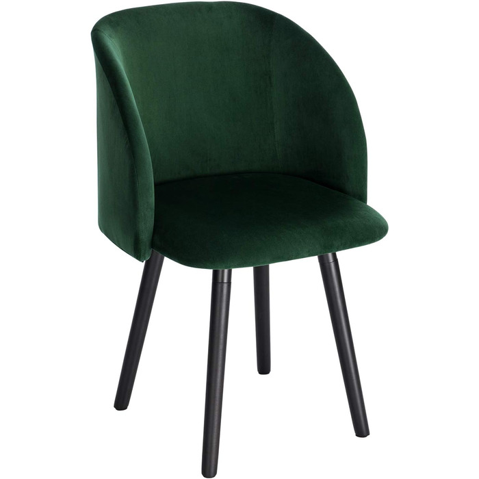 Стілець обідній WOLTU, BH121rs-1, м'який стілець, підлокітник, масив дерева, темно-зелений, оксамит