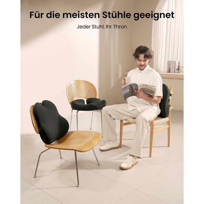 Підпорка для спини ProtoArc з піною Memory Foam, для офісного крісла, авто та столу, чорна