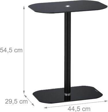 Журнальний столик Relaxdays скло та сталь 54,5x44,5x29,5 см чорний