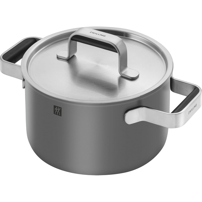 Набір посуду ZWILLING PURE, 5 предметів, з нержавіючої сталі 18/10, керамічне покриття, Stay-Cool ручки, придатний для миття в посудомийній машині (антрацитово-сірий)