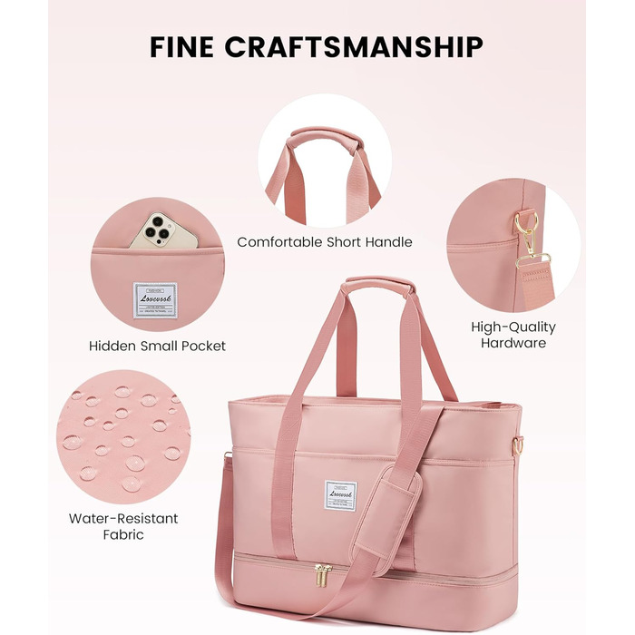 Сумка-трансформер LOVEVOOK для подорожей: водонепроникна дорожня сумка-шоппер з відділенням для взуття, спортивна та пляжна сумка, ідеальна для Ryanair