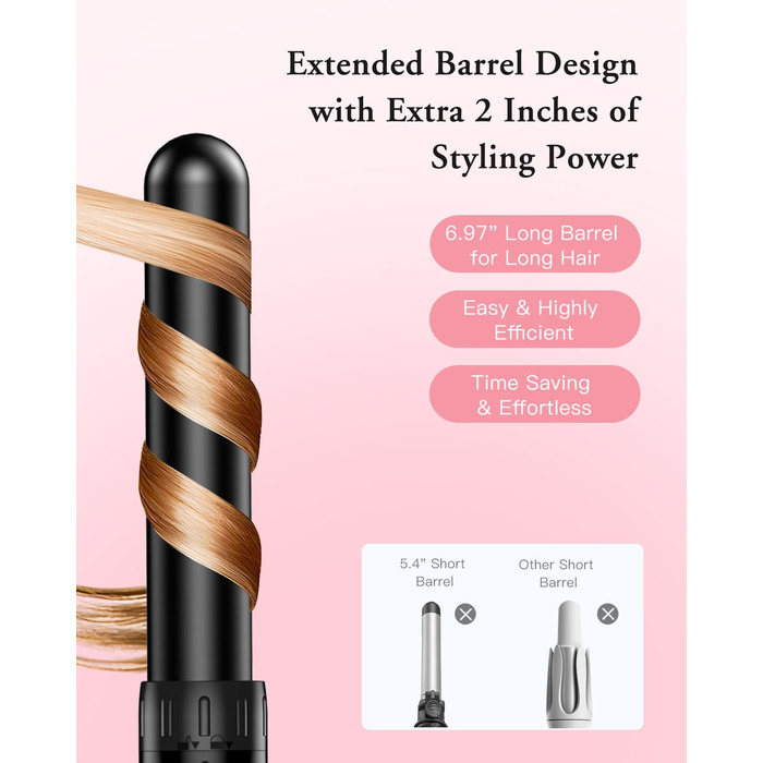 BESTOPE PRO Локкенштаб 6-в-1: великі та малі локони, різні насадки, регулювання температури, чорний