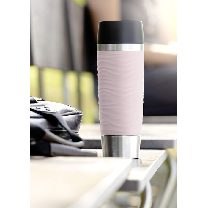 Термокружка EMSA Wave Design N2011900, 0,5 л, рожева, з клапаном, 6 годин гаряча/12 годин холодна