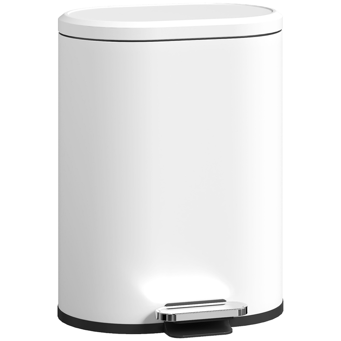 Відро для сміття 12 л з педаллю, внутрішнім відром, м'яким закриттям кришки, біле (30 x 25,5 x 37,5 см)