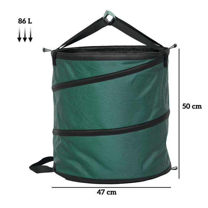Outsunny Garden Bag 4x86L водонепроникний мішок для садових відходів з ручками на блискавці, стабільний мішок для листя, автономні садові мішки, багаторазові мішки для садових відходів Зелені відходи