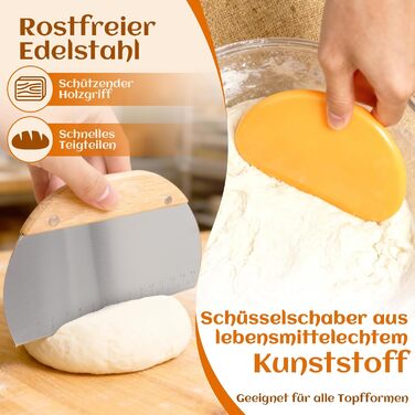 Набір для закваски з плетеного ротангу: корзини (23см круглі, 25см овальні), скребок для тіста, тканинний вкладиш, мішалка та інше | Професійне аксесуар для випічки хліба
