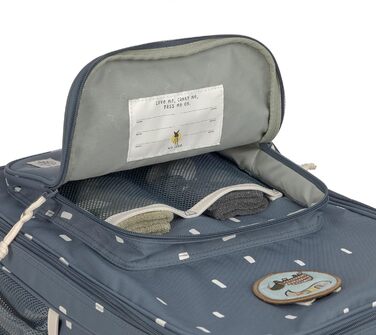 Дитяча валіза-візок дорожній кейс з телескопічною ручкою і колесами для дитячої ручної поклажі/візок Happy Prints темно-синій