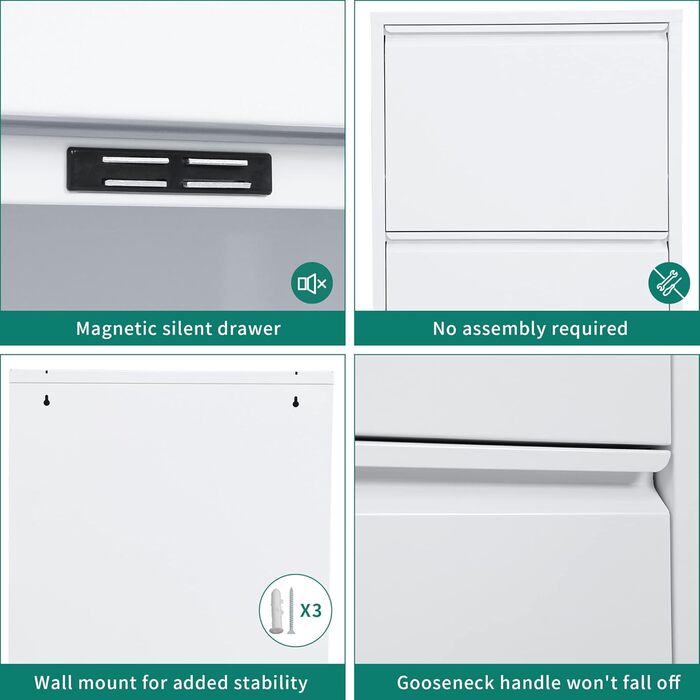 Шафа для взуття YITAHOME з металу, 3 дверцята з магнітними застібками, білий глянцевий колір, для передпокою та коридору