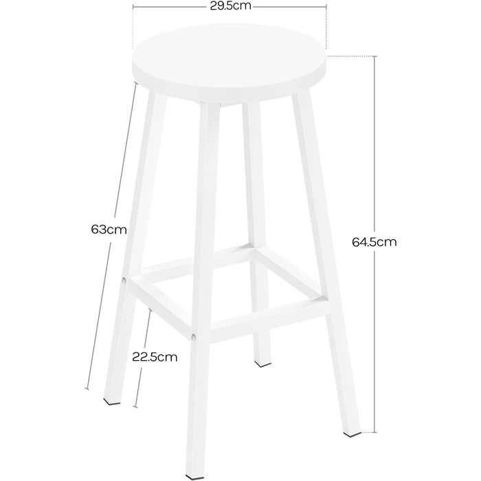 Набір барних стільців Klihome з 2 шт. , металевий каркас, круглий, з підставкою для ніг, вантажопідйомність 150 кг, K0008BH-2 (білий)