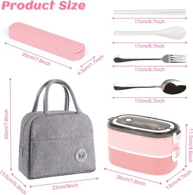 Ланчбокс дорослий та дитячий з сумкою, 3 відділи, витоки неможливі, для мікрохвильовки, бенто-бокс для роботи, школи, пікніка, подорожей (рожевий)